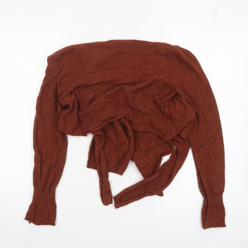 River Island Women Brown Angora Wool Blend Long Sleeve Cardigan Size 10