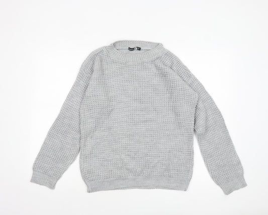 Boohoo Women’s Grey Chunky Knit Crew Neck Tall Jumper M