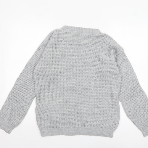 Boohoo Women’s Grey Chunky Knit Crew Neck Tall Jumper M