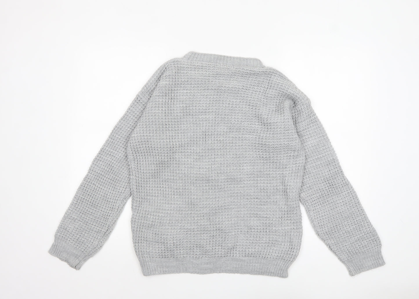 Boohoo Women’s Grey Chunky Knit Crew Neck Tall Jumper M