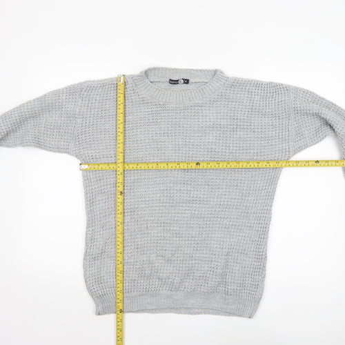 Boohoo Women’s Grey Chunky Knit Crew Neck Tall Jumper M