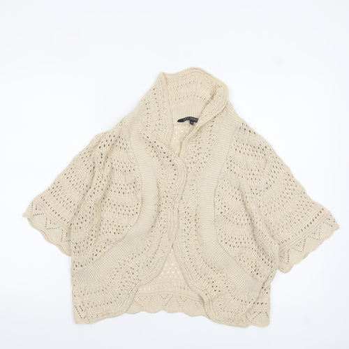 Anya Madsen Women Beige Open-Knit Short Sleeve Shrug Size 22