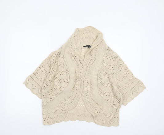 Anya Madsen Women Beige Open-Knit Short Sleeve Shrug Size 22