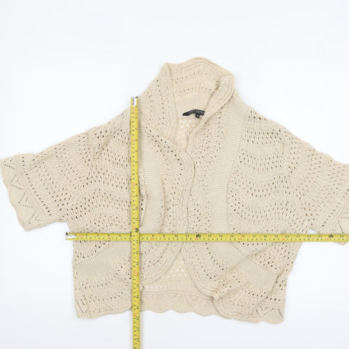 Anya Madsen Women Beige Open-Knit Short Sleeve Shrug Size 22