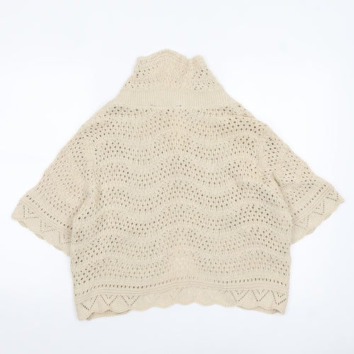 Anya Madsen Women Beige Open-Knit Short Sleeve Shrug Size 22