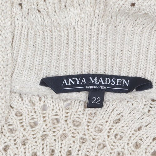 Anya Madsen Women Beige Open-Knit Short Sleeve Shrug Size 22