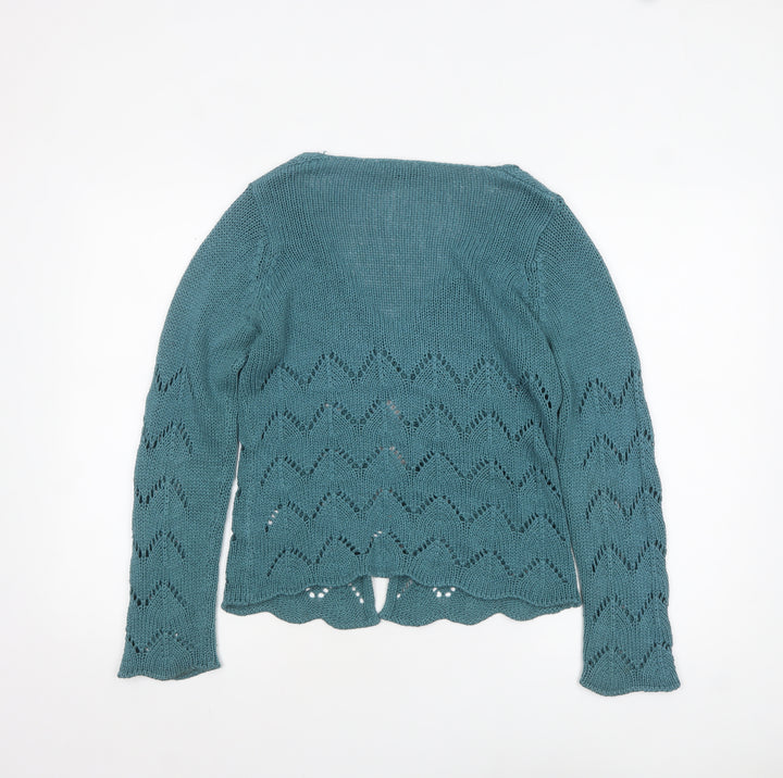 M&Co Petite Women's Green Open-Knit Cardigan Size 12