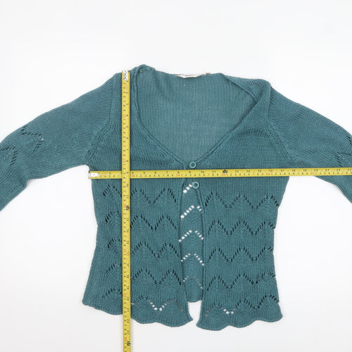 M&Co Petite Women's Green Open-Knit Cardigan Size 12