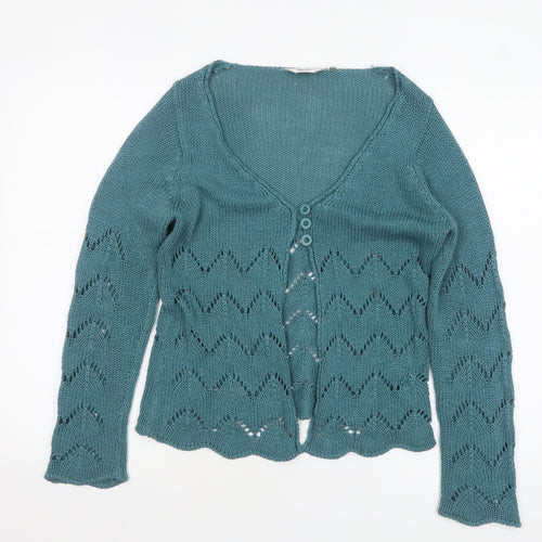 M&Co Petite Women's Green Open-Knit Cardigan Size 12