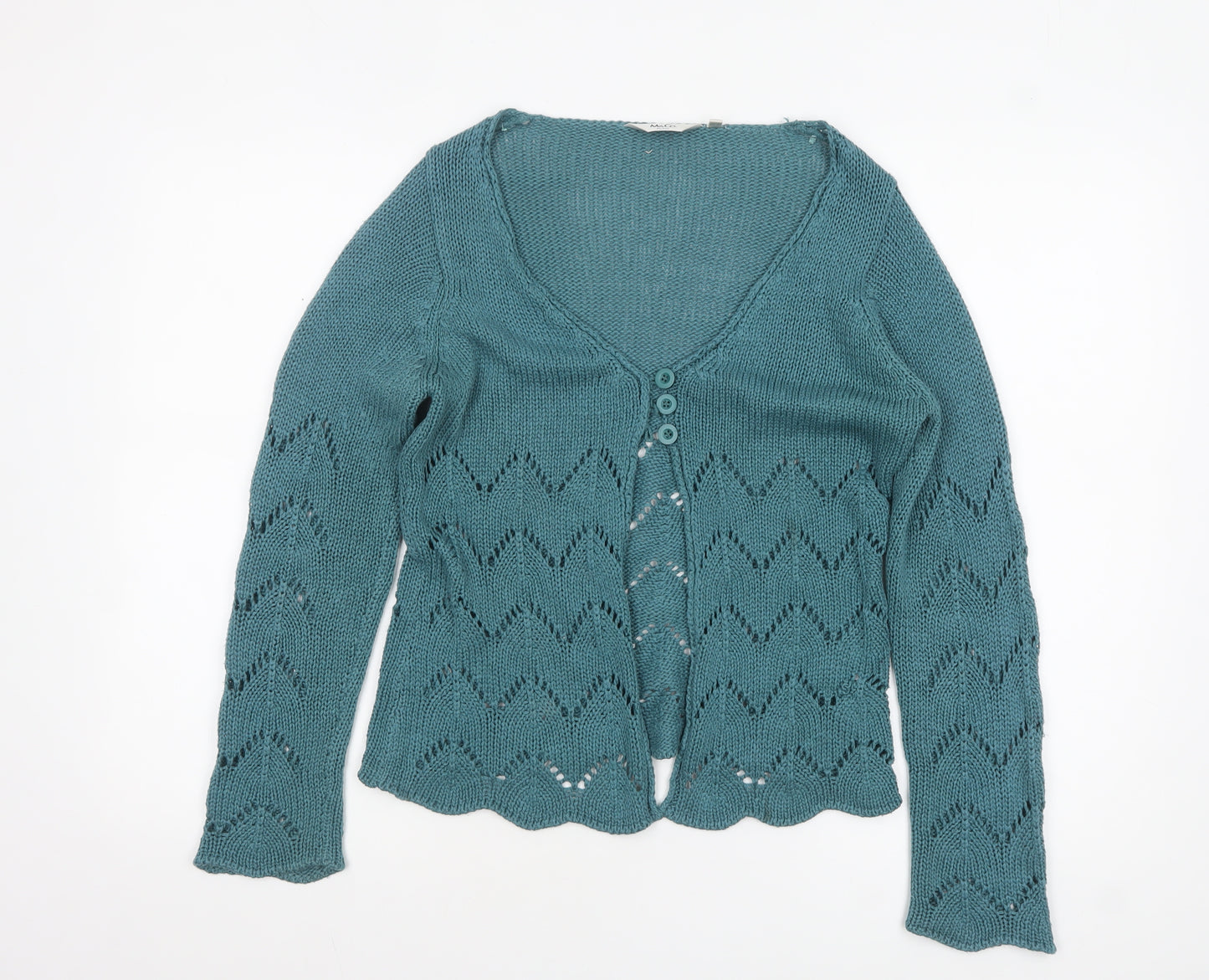 M&Co Petite Women's Green Open-Knit Cardigan Size 12