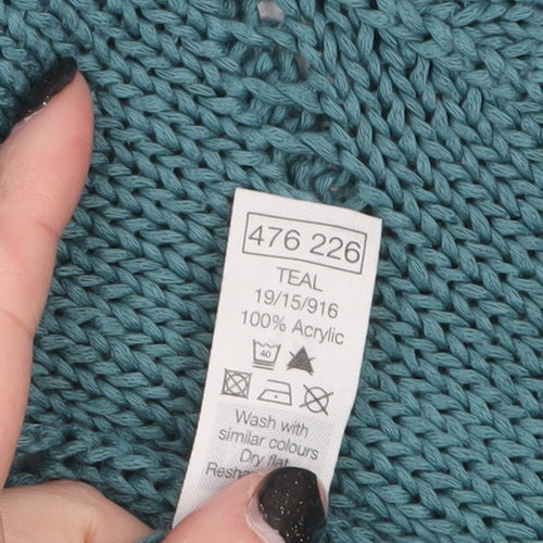 M&Co Petite Women's Green Open-Knit Cardigan Size 12