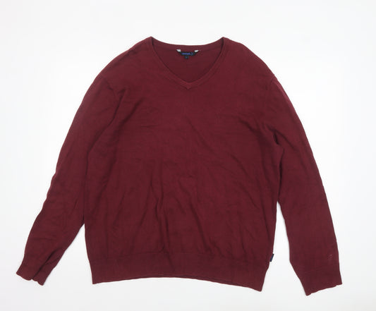 Sonneti Mens Red V-Neck Cotton Pullover Jumper XL