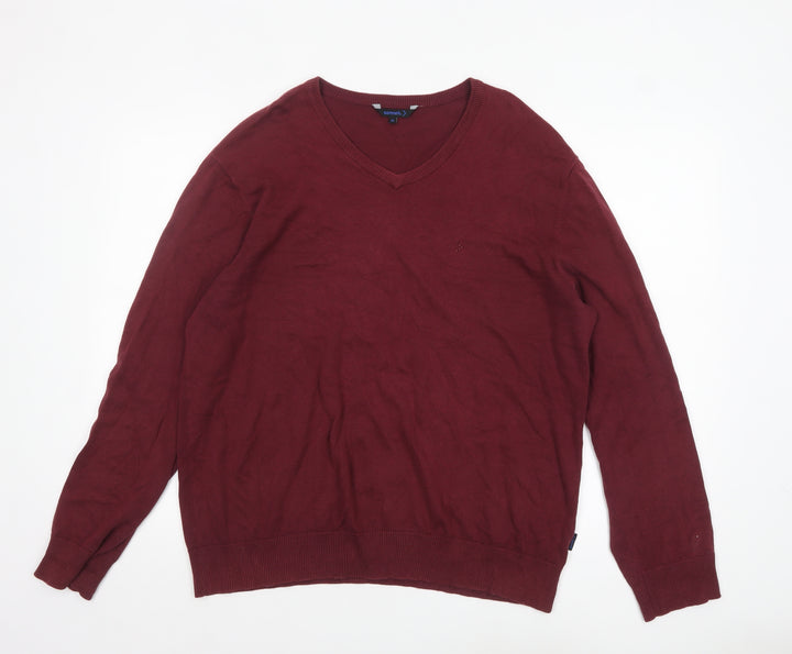 Sonneti Mens Red V-Neck Cotton Pullover Jumper XL