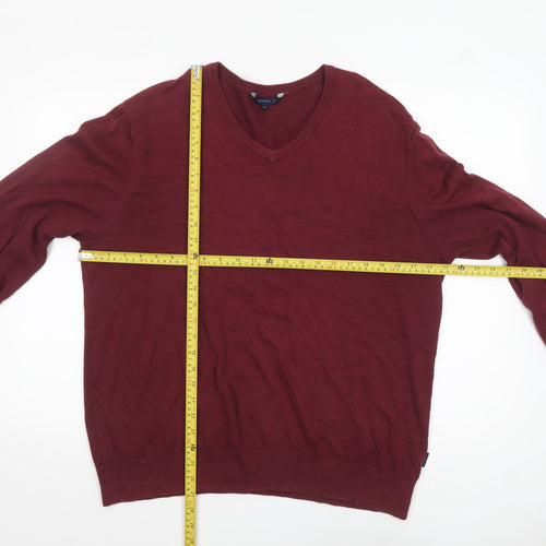 Sonneti Mens Red V-Neck Cotton Pullover Jumper XL