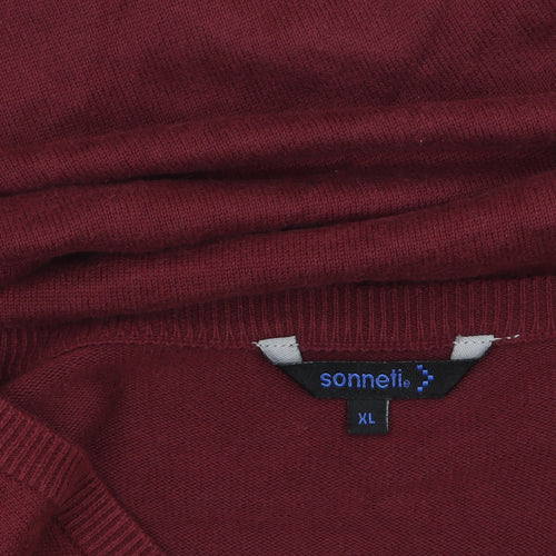 Sonneti Mens Red V-Neck Cotton Pullover Jumper XL