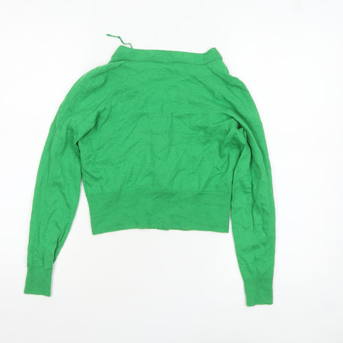 COS Women's Green V-Neck Buttoned Cotton Cardigan Size 8