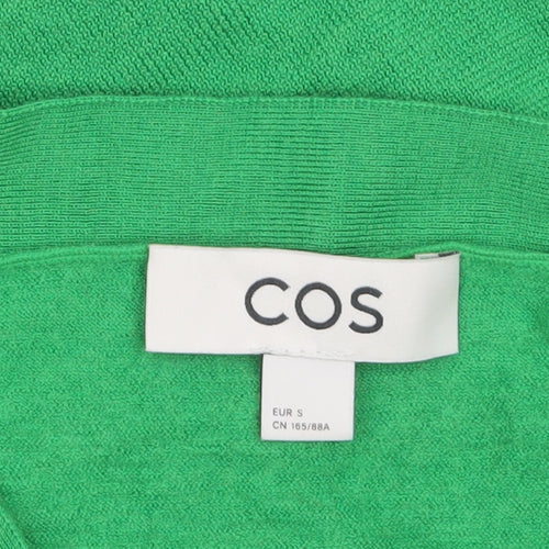 COS Women's Green V-Neck Buttoned Cotton Cardigan Size 8