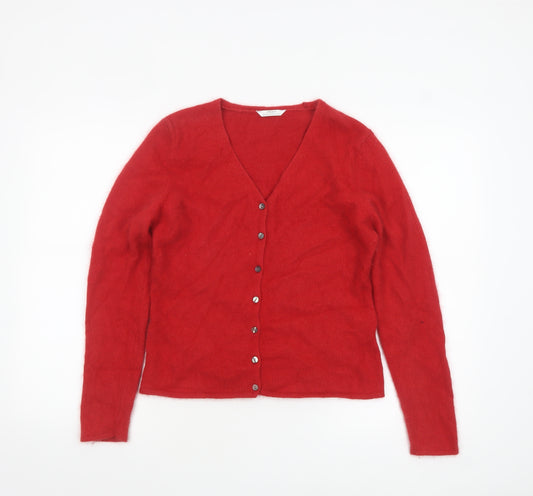 Marks and Spencer Women’s Red V-Neck Wool Angora Blend Cardigan Size 14