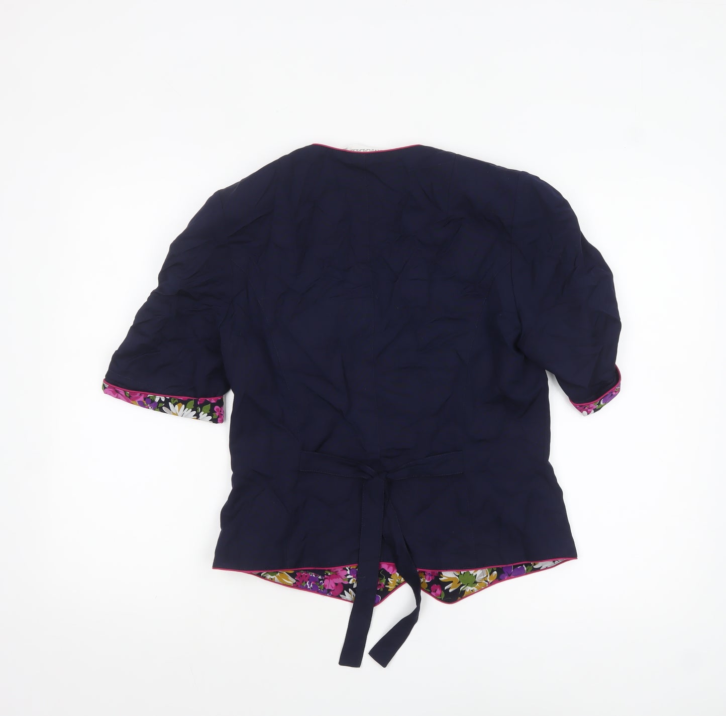 ESMODELL Women’s Blue Retro Tunic Blouse Size 10 Short Sleeve