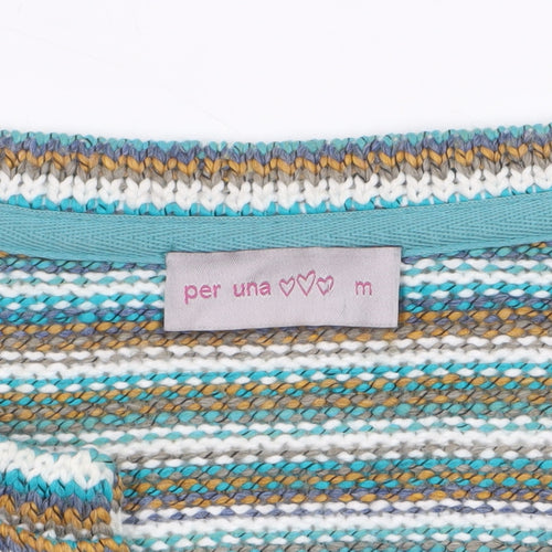Marks and Spencer Per Una Women's Multicoloured Striped Cardigan M