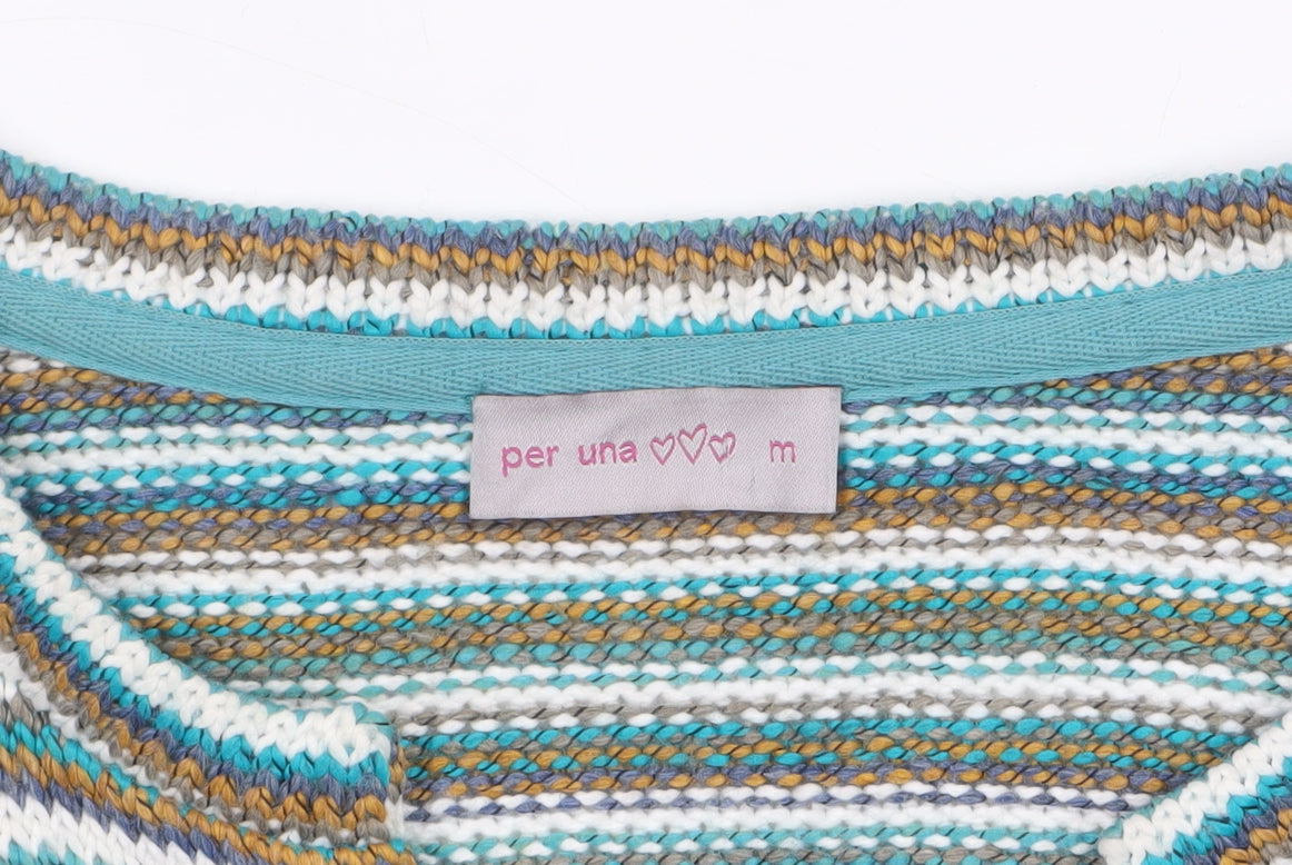 Marks and Spencer Per Una Women's Multicoloured Striped Cardigan M