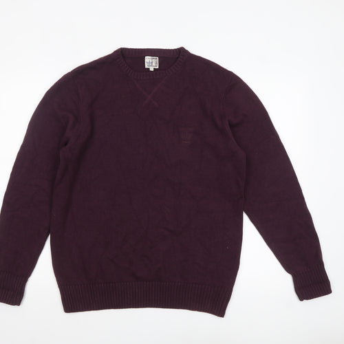 Firetrap Men's Purple Cotton Crew Neck Jumper Size L