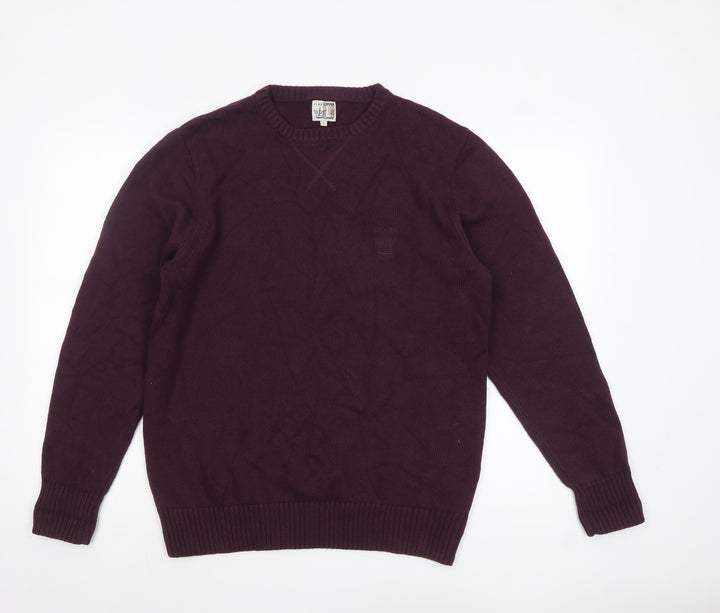 Firetrap Men's Purple Cotton Crew Neck Jumper Size L