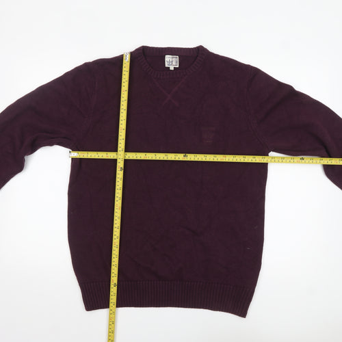 Firetrap Men's Purple Cotton Crew Neck Jumper Size L