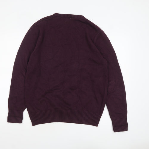 Firetrap Men's Purple Cotton Crew Neck Jumper Size L