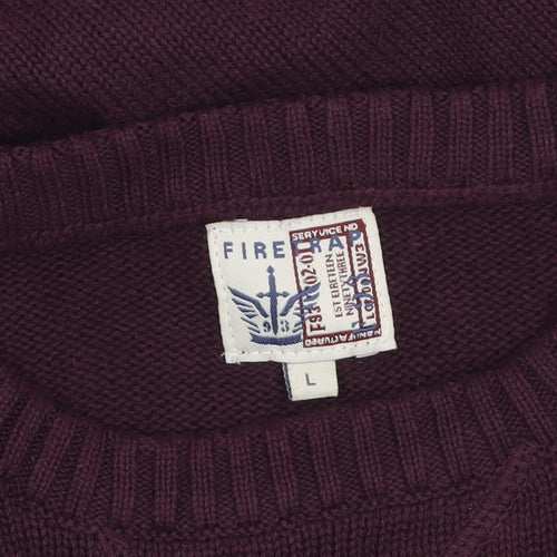 Firetrap Men's Purple Cotton Crew Neck Jumper Size L