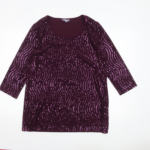 Michele Hope Women’s Purple Sequin Tunic Top Size 14/16