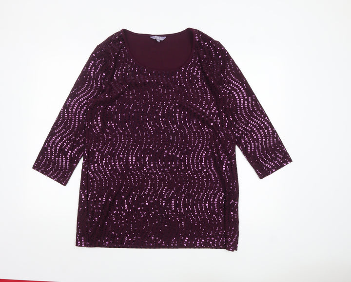 Michele Hope Women’s Purple Sequin Tunic Top Size 14/16