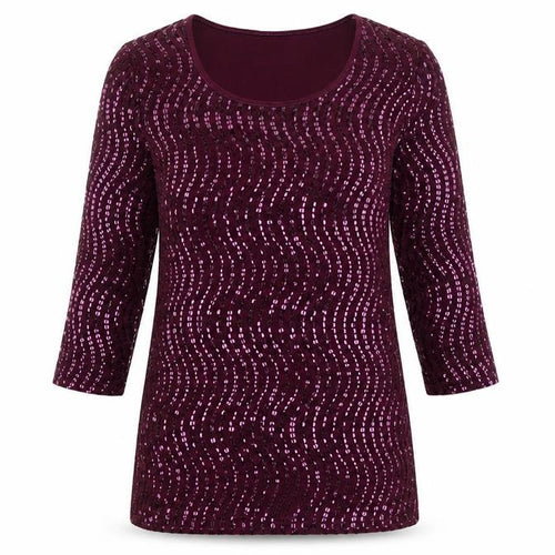 Michele Hope Women’s Purple Sequin Tunic Top Size 14/16