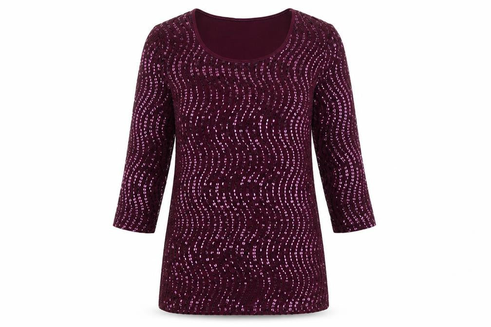 Michele Hope Women’s Purple Sequin Tunic Top Size 14/16