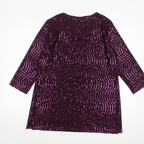 Michele Hope Women’s Purple Sequin Tunic Top Size 14/16