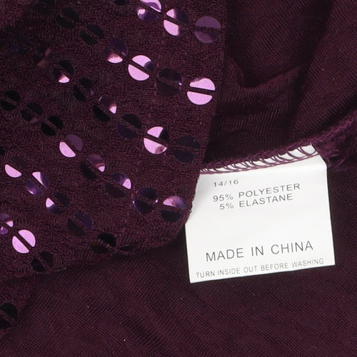 Michele Hope Women’s Purple Sequin Tunic Top Size 14/16