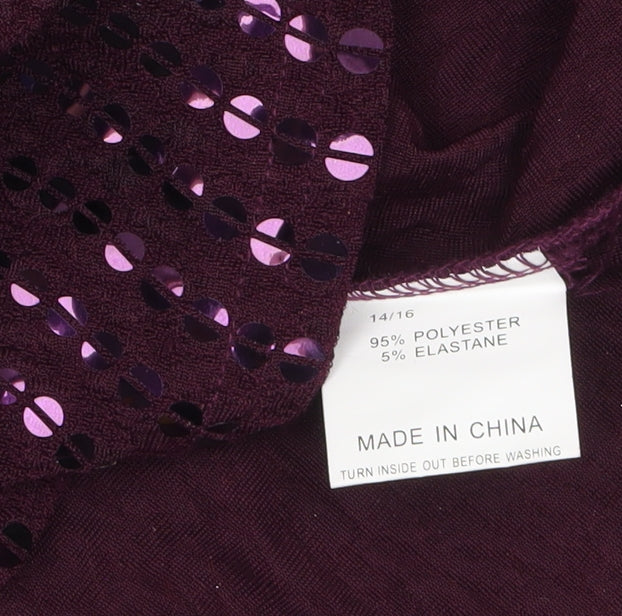 Michele Hope Women’s Purple Sequin Tunic Top Size 14/16