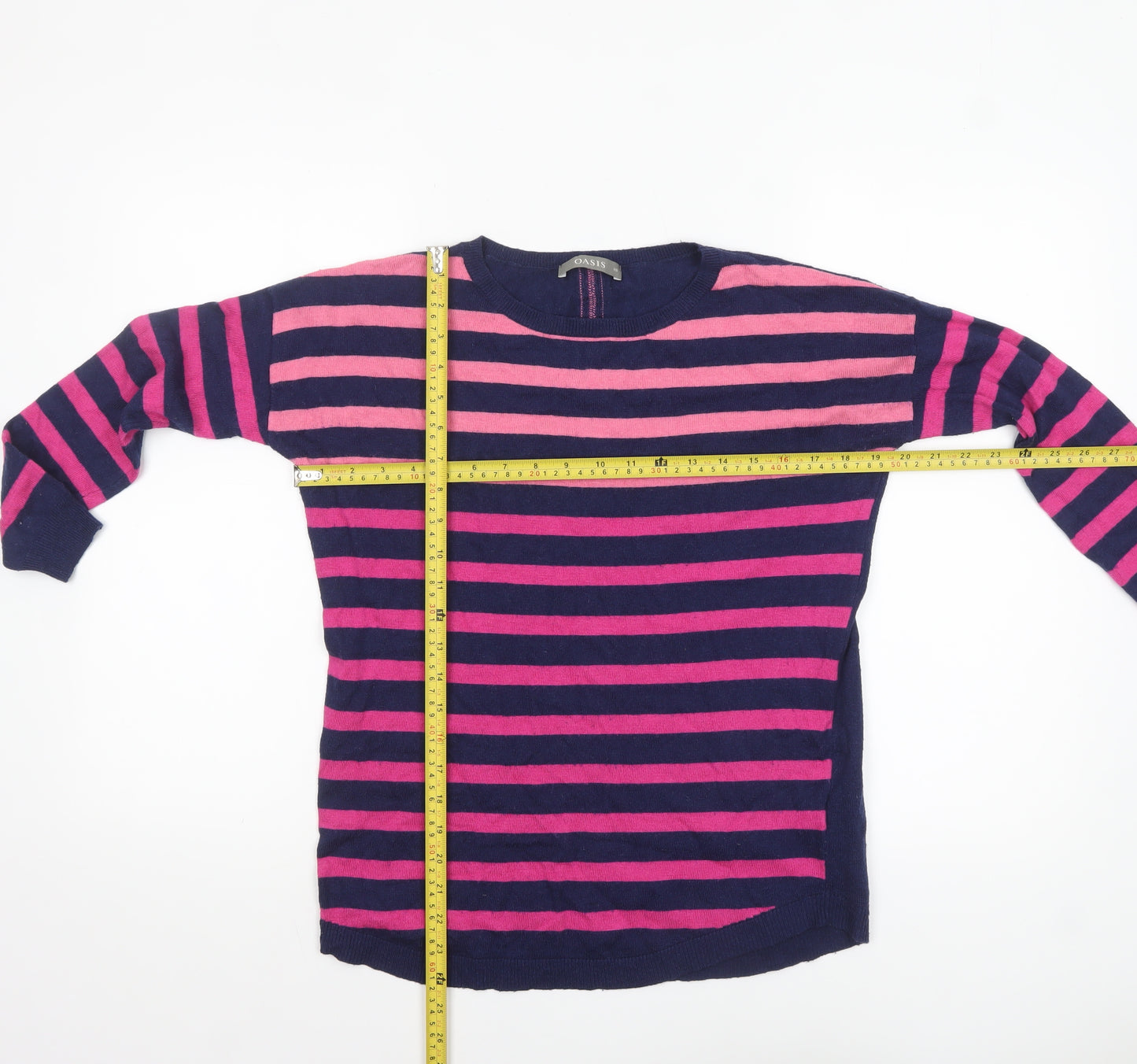 Oasis Women’s Multicoloured Striped Crew Neck Pullover Jumper XS