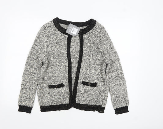 BHS Womens Black White Knit Open Cardigan Size 16