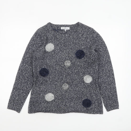 Mudflower Womens Grey Polka Dot Chunky Knit Jumper S Long Sleeve