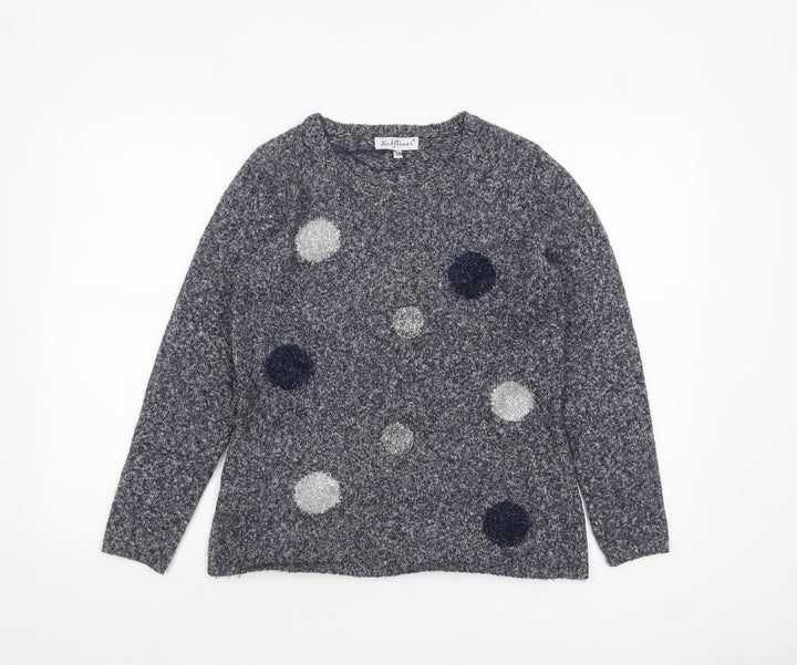Mudflower Womens Grey Polka Dot Chunky Knit Jumper S Long Sleeve