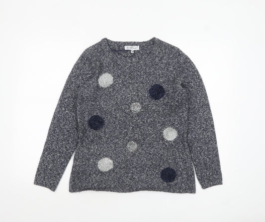 Mudflower Womens Grey Polka Dot Chunky Knit Jumper S Long Sleeve