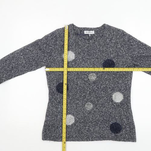 Mudflower Womens Grey Polka Dot Chunky Knit Jumper S Long Sleeve