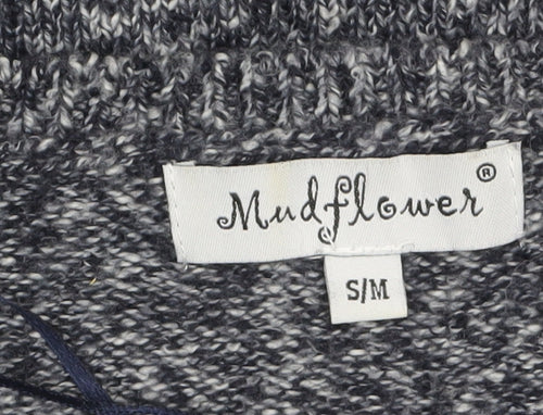 Mudflower Womens Grey Polka Dot Chunky Knit Jumper S Long Sleeve