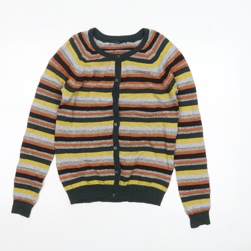 Next Womens Multicoloured Striped Cardigan Size 10 Crew Neck Knitwear