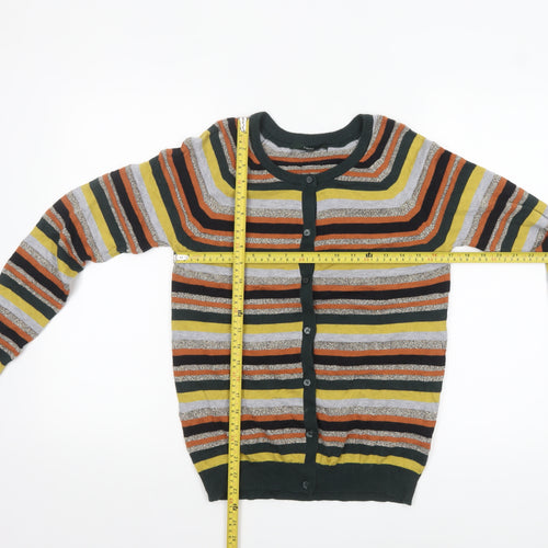 Next Womens Multicoloured Striped Cardigan Size 10 Crew Neck Knitwear