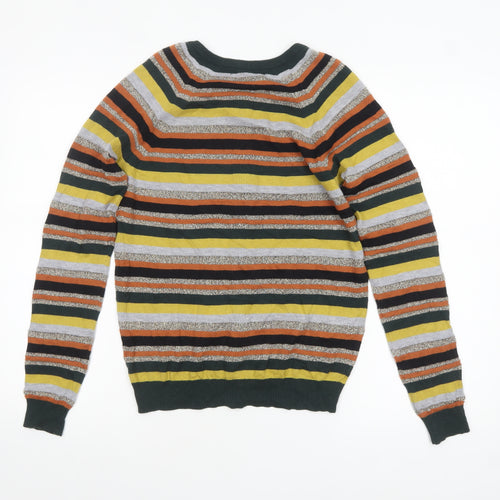 Next Womens Multicoloured Striped Cardigan Size 10 Crew Neck Knitwear