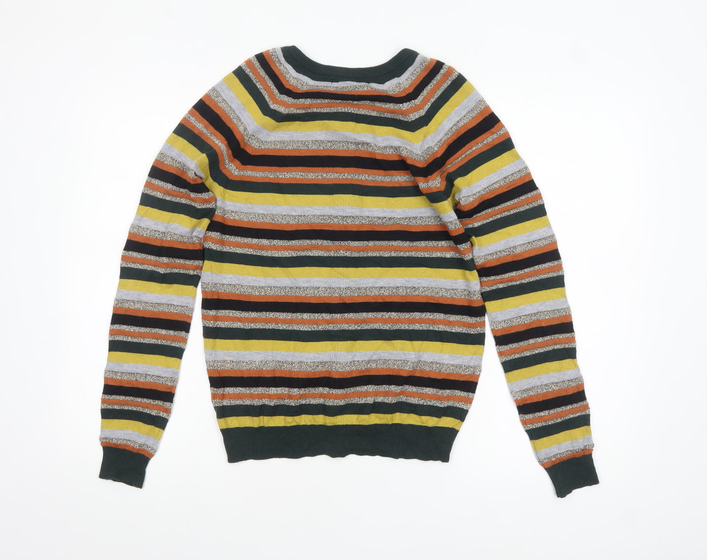 Next Womens Multicoloured Striped Cardigan Size 10 Crew Neck Knitwear