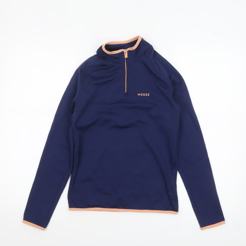 Wedze Girls Blue 14 Years 1/4 Zip Long Sleeve Ski Top