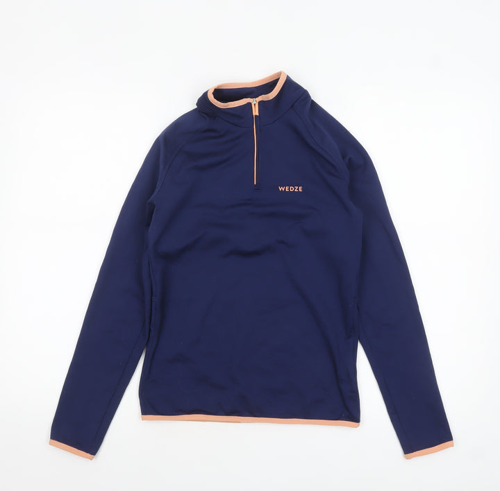 Wedze Girls Blue 14 Years 1/4 Zip Long Sleeve Ski Top
